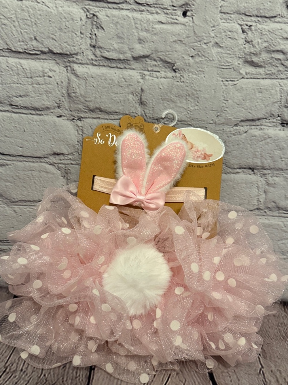 Pink Polka Dot Bunny Tutu with Headband